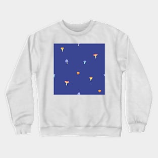 Mushrooms on a Blue Background, Smaller Crewneck Sweatshirt